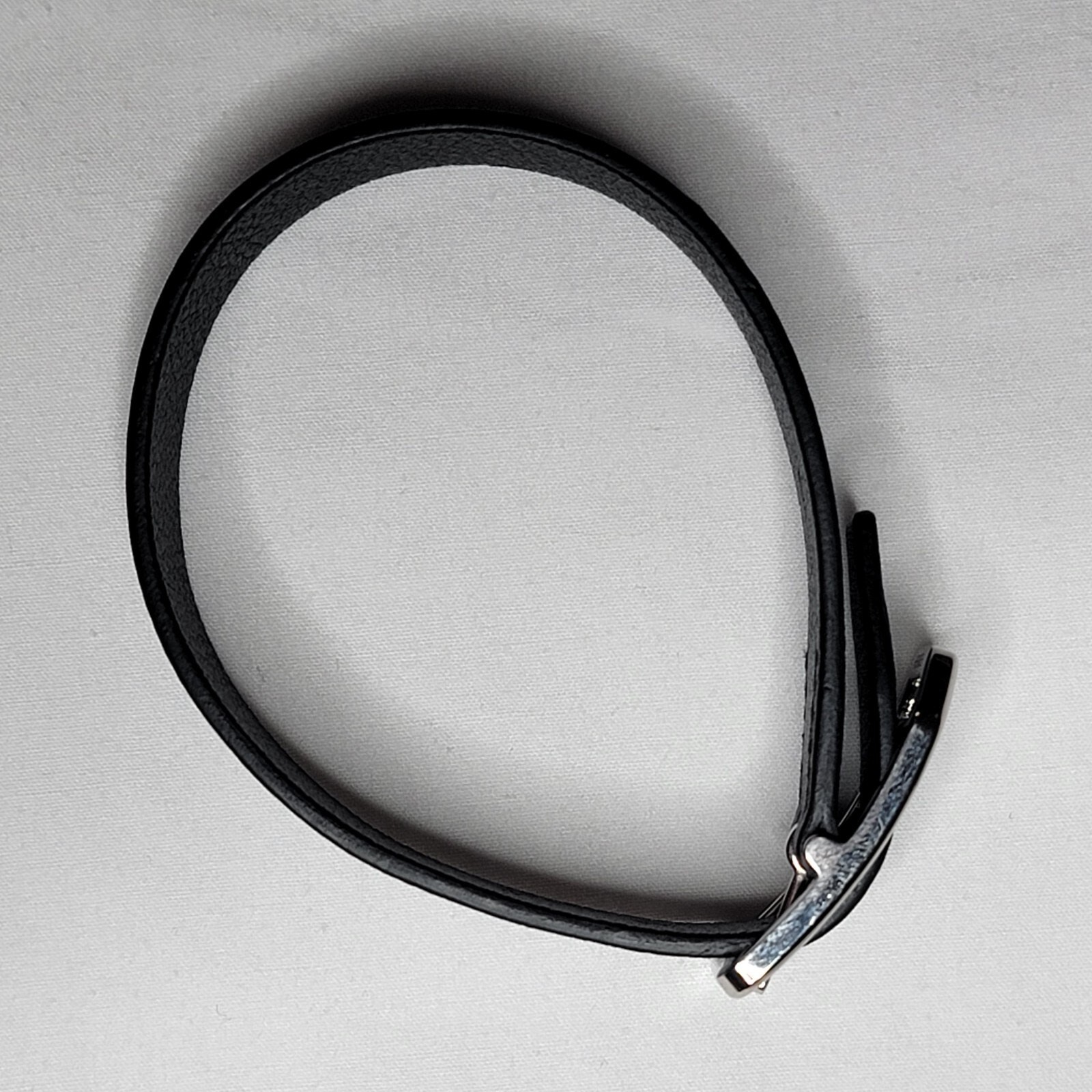 Hermes Paddock Palladium Plated Leather Wrap Bracelet Navy Blue