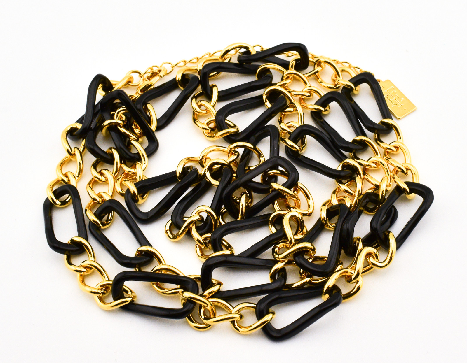 Elizabeth Taylor Black & Gold-Tone Statement 35in Chain Necklace With Box