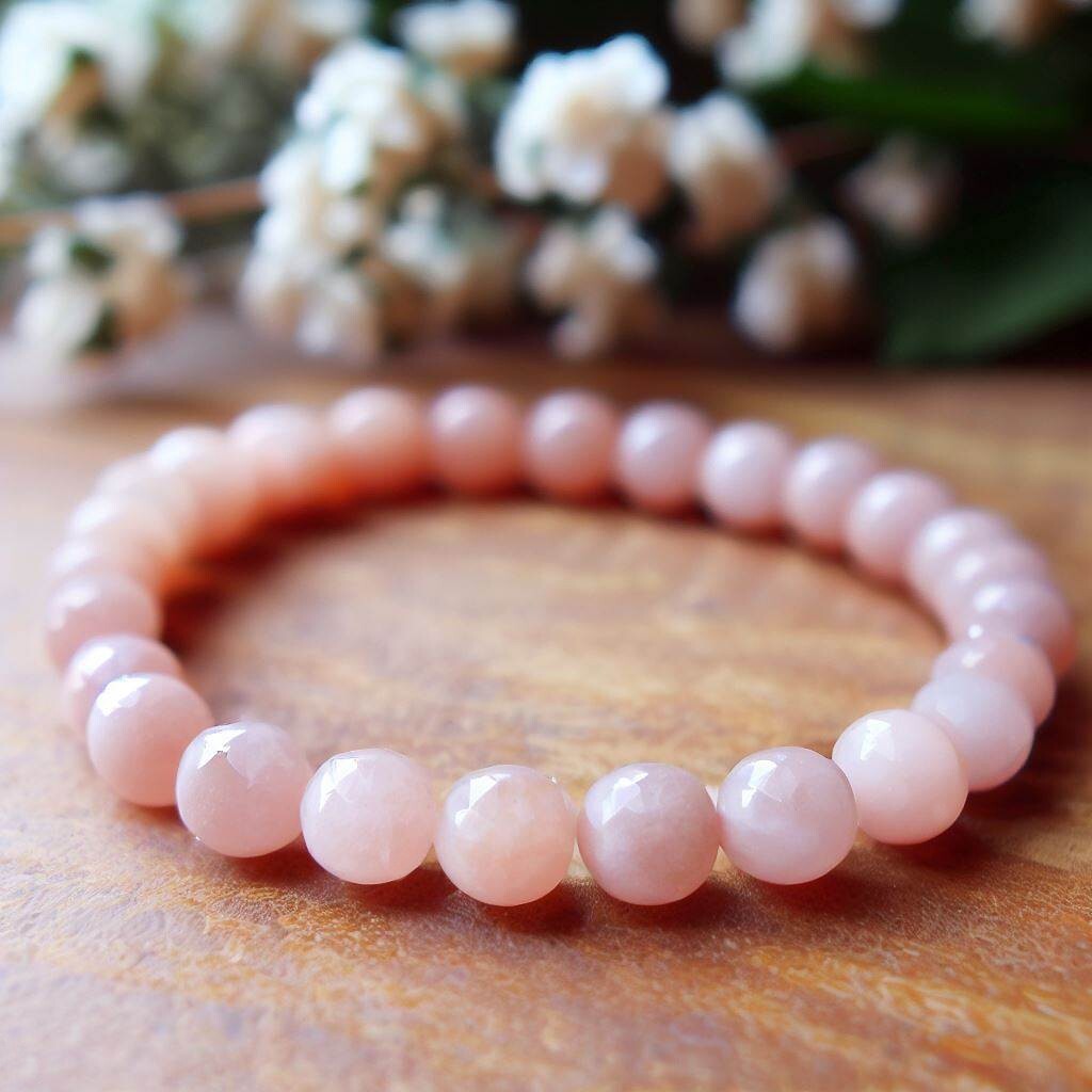 Natural Rose Quartz Stone Bracelet 8mm Pink Crystal Stretch Bracelet Handmade