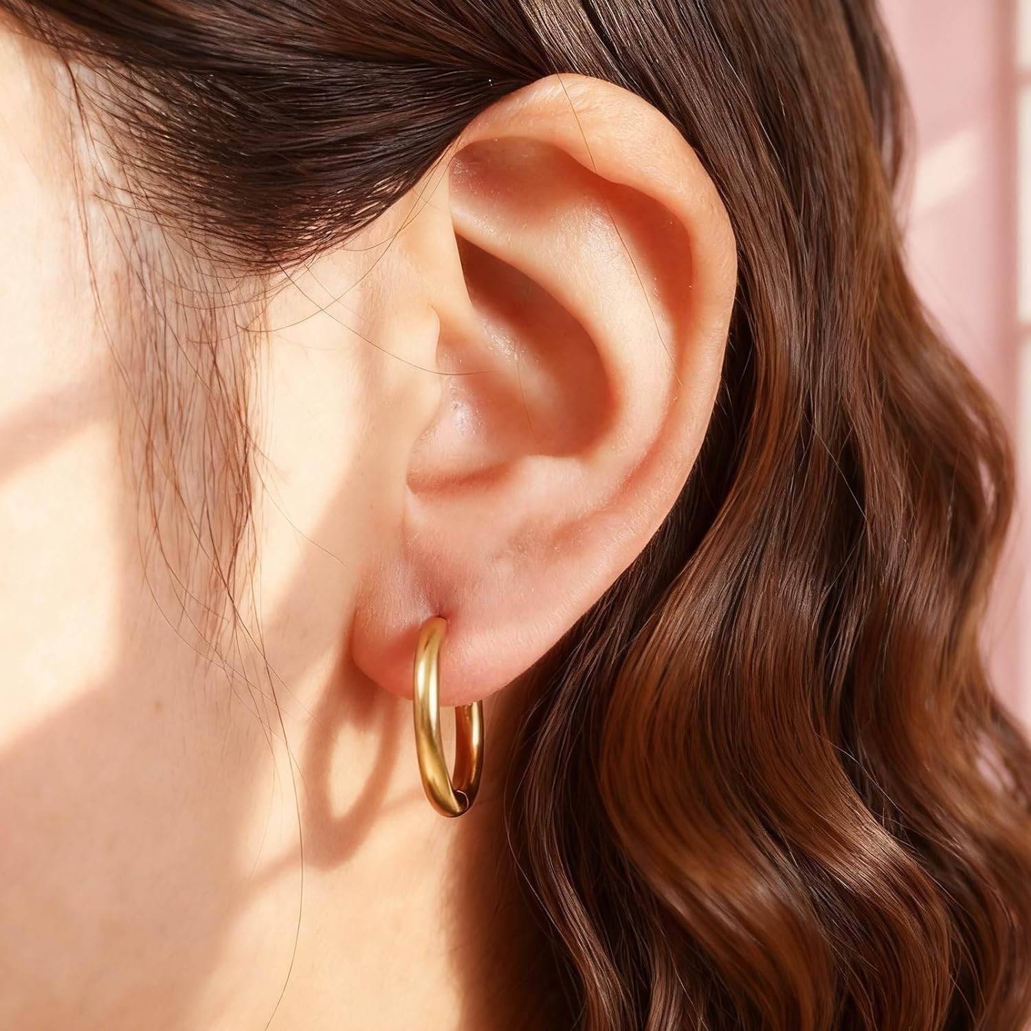 4 Pairs 316L Surgical Small Gold Silver Huggie Hoop Earrings for Women Men, 14K