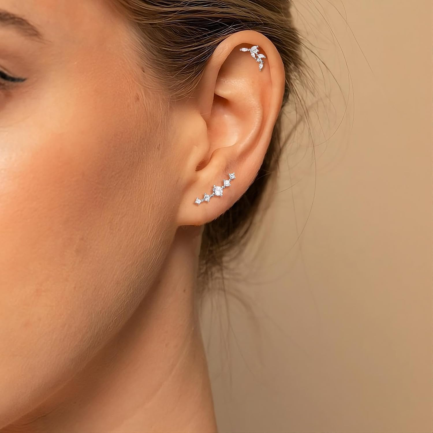 12PCS Cartilage Earrings Helix Piercing for Women Silver Hypoallergenic Surgical