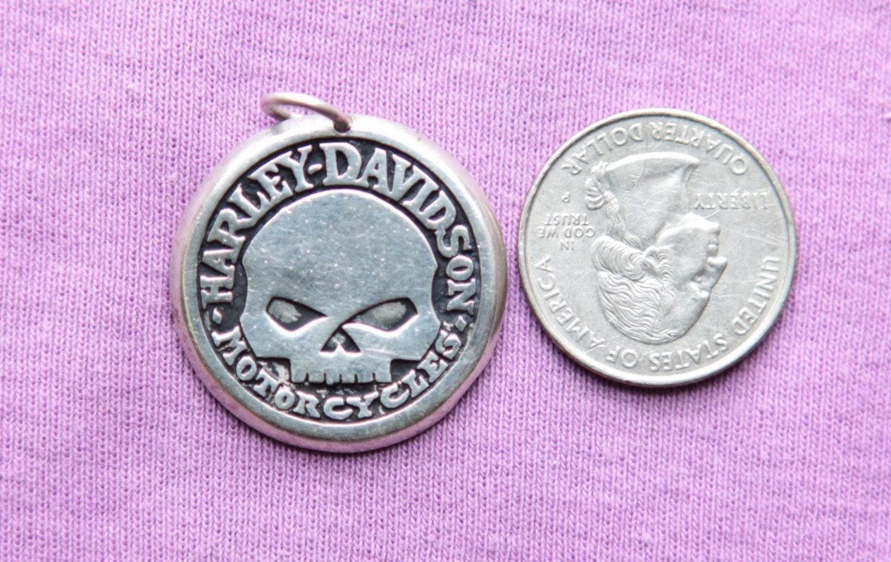 MOD Sterling Silver Harley Davidson Skull Pendant
