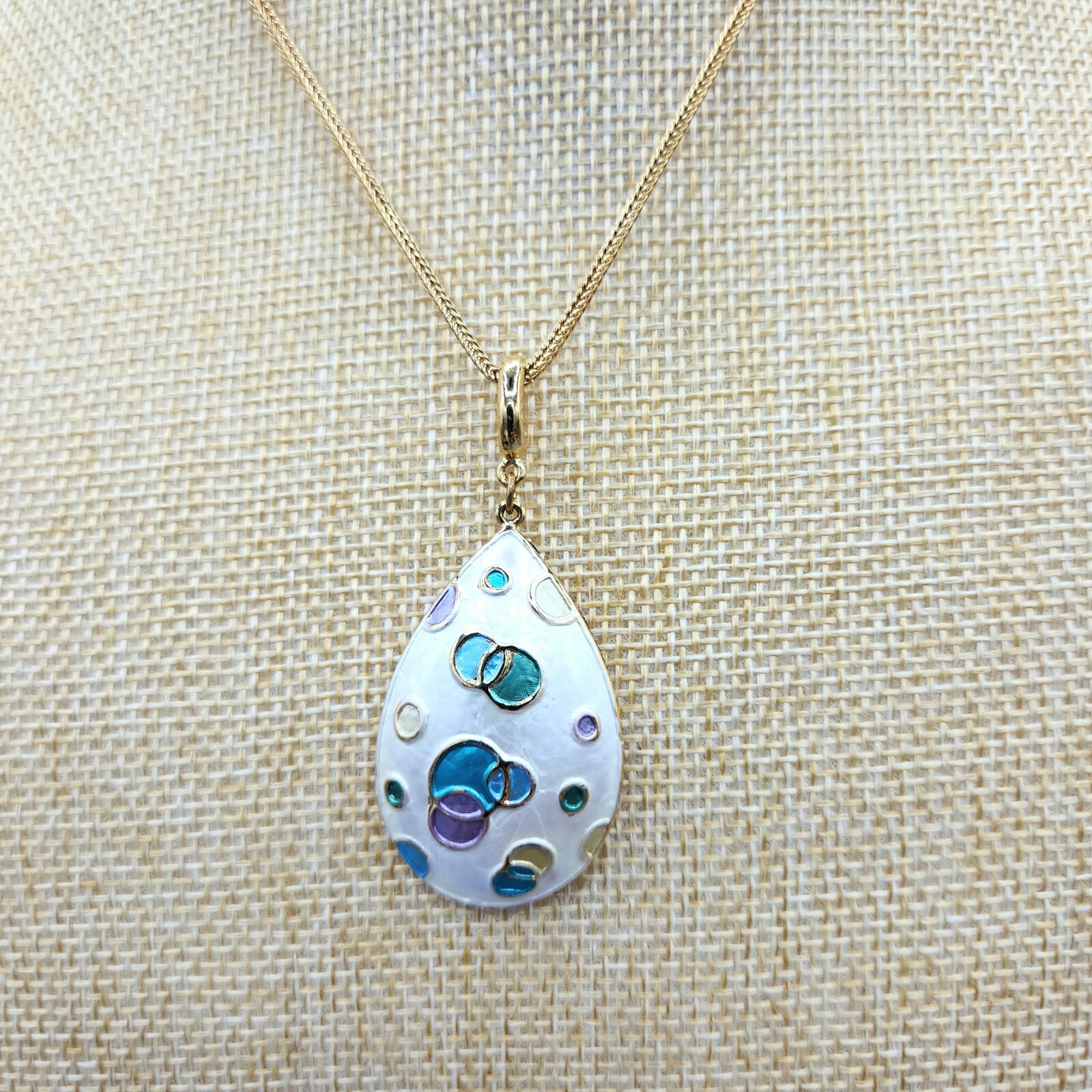 Unsigned Designer Pearlized Pastel Enamel Bubble Circle Necklace Earrings