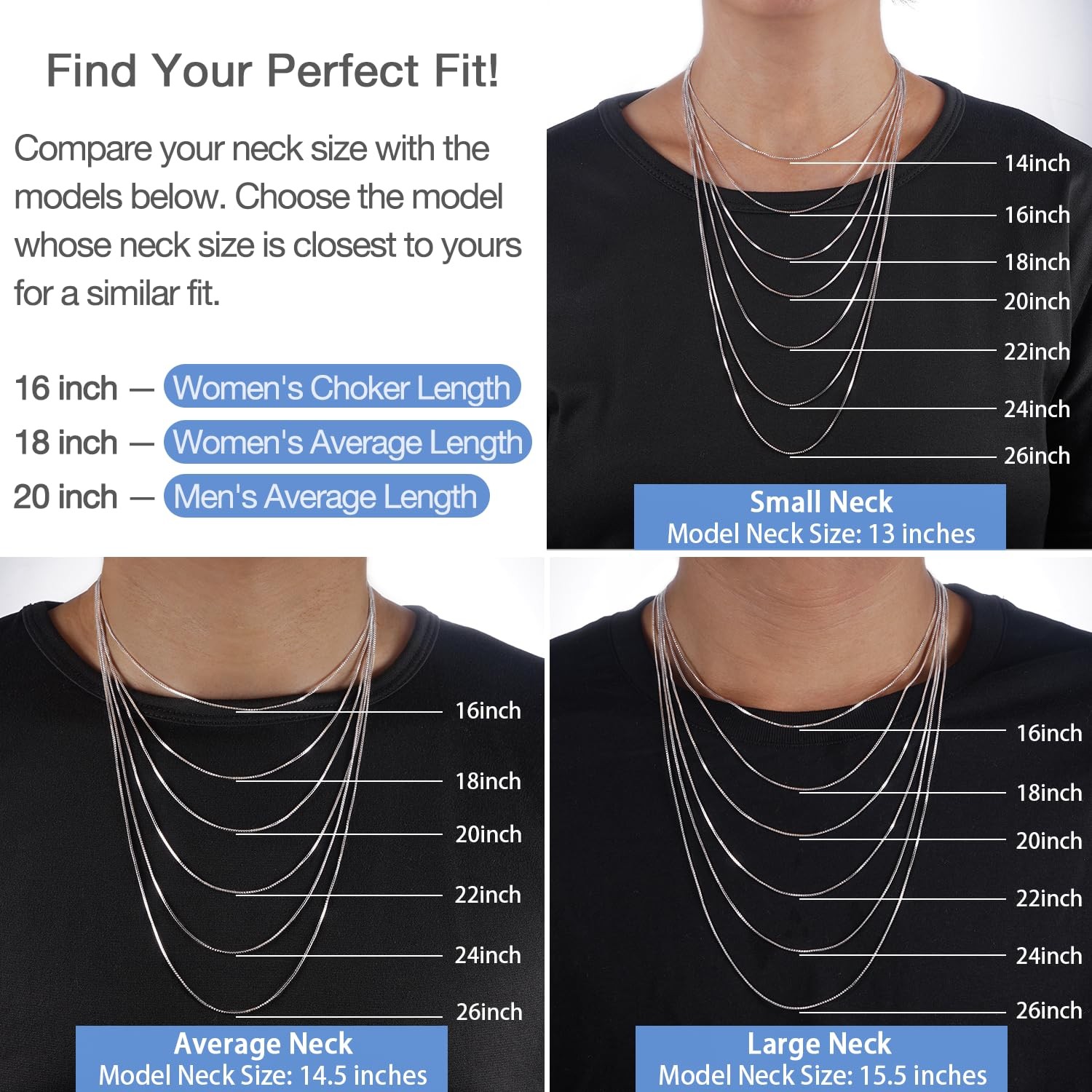 Jewlpire 925 Sterling Silver Chain Necklace For Women 1.3Mm Chains Silver Chain