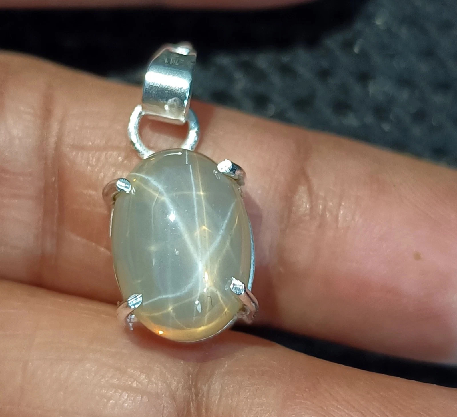 6 Ray 15.20 Ct Yellow Star Sapphire Sterling Silver Pendant GORGEOUS jewelry
