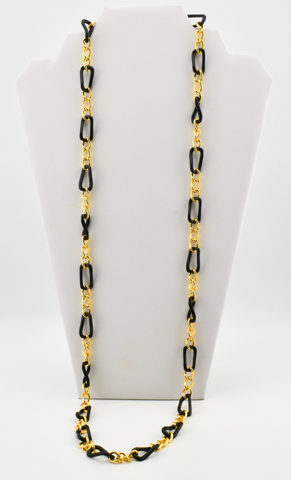 Elizabeth Taylor Black & Gold-Tone Statement 35in Chain Necklace With Box