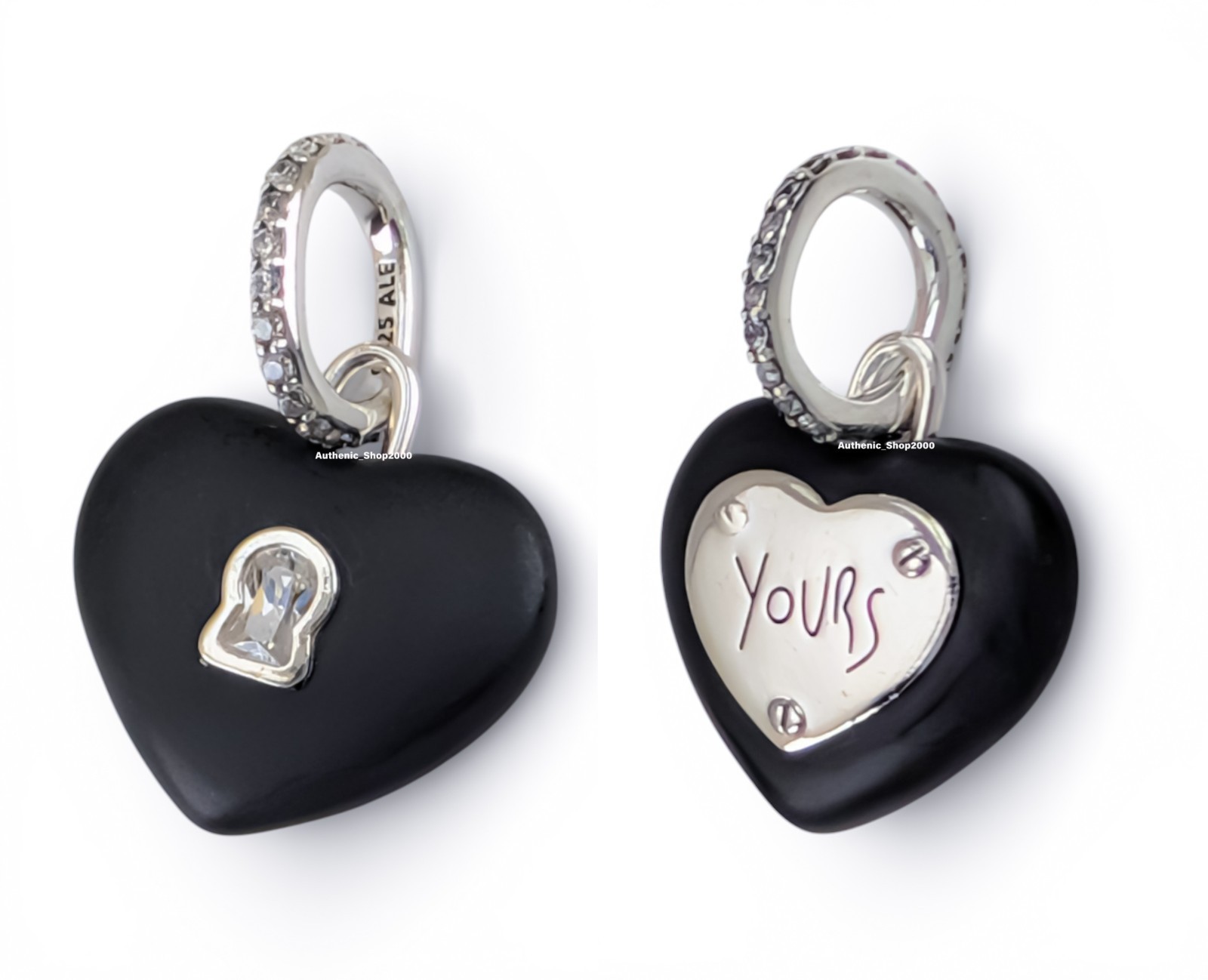 New 100% Authentic PANDORA 925 Ale Black Ceramic Padlock Heart Charm 794424C02
