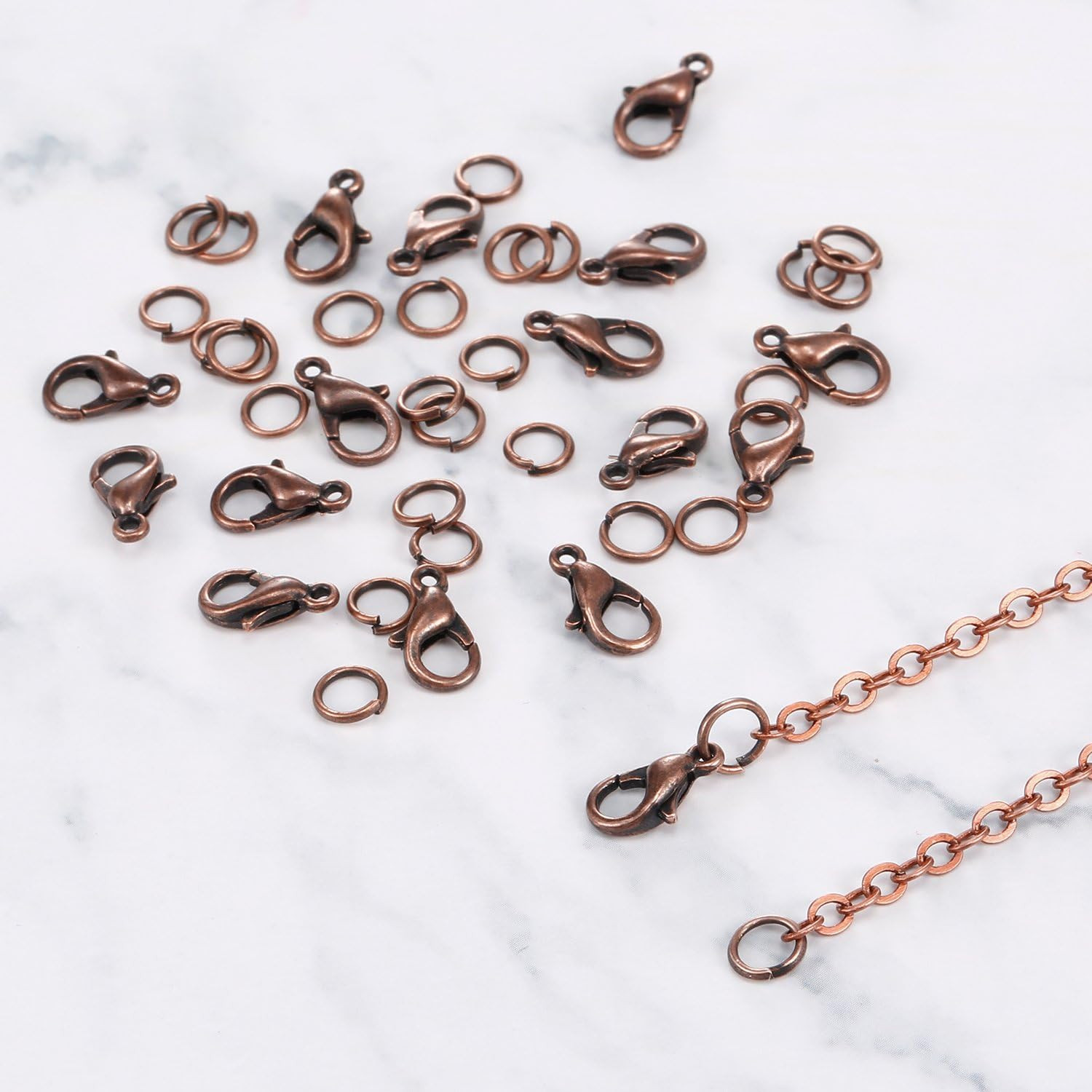 33 Feet Antique Red Copper Chain Link Necklace with 30 Pieces Jump Rings and 20