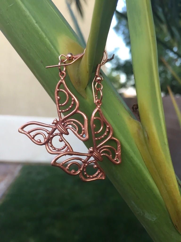 Fashion Jewelry Lightweight Copper Butterfly Earrings