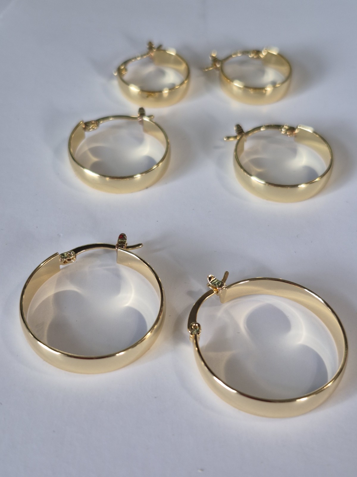 Set (3) Gold Tone over S395 Silver Hoop Earrings Lever Back Earrings NEW 5mm