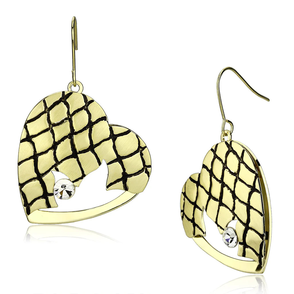 Women’s Iron Matte Gold & Gold Crystal Clear 8.70(g) Dangle & Drop Earrings