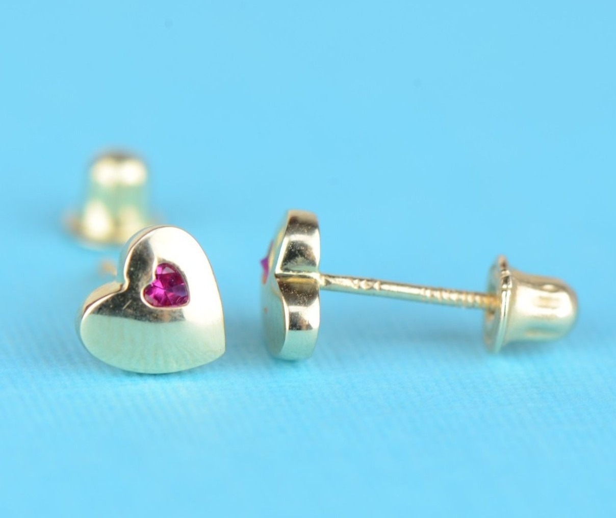 14K White or Yellow Gold Heart Shape CZ Stud Earrings