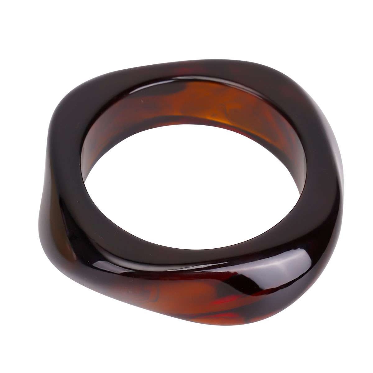 Vintage Punk Brown Coffee Thick Resin Acrylic Bangles Geometric Irregular Design