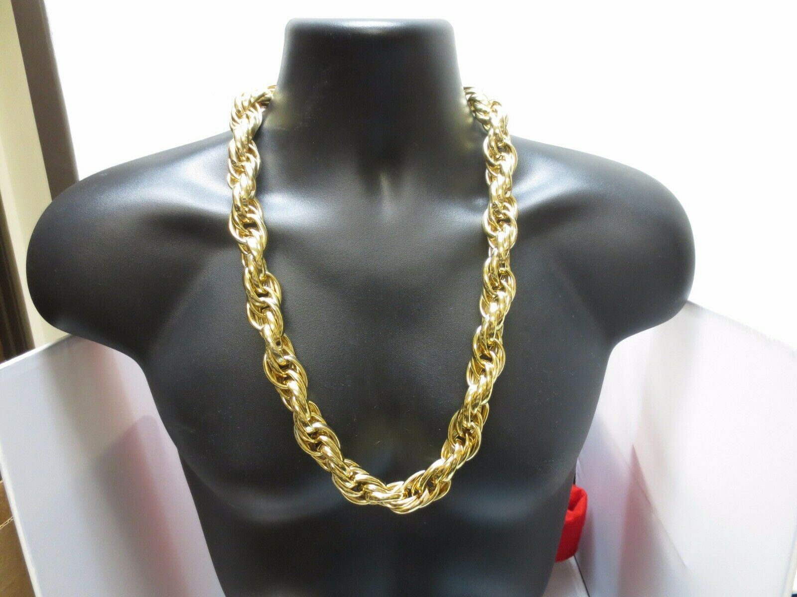 16MM 18KT YELLOW GOLD PLATED 28 INCH RUN DMC BLING ROPE CHAIN