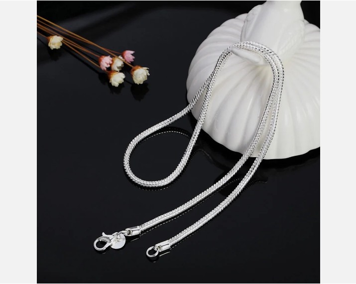 925 Sterling Silver Solid Snake Chain Necklace For Men Women