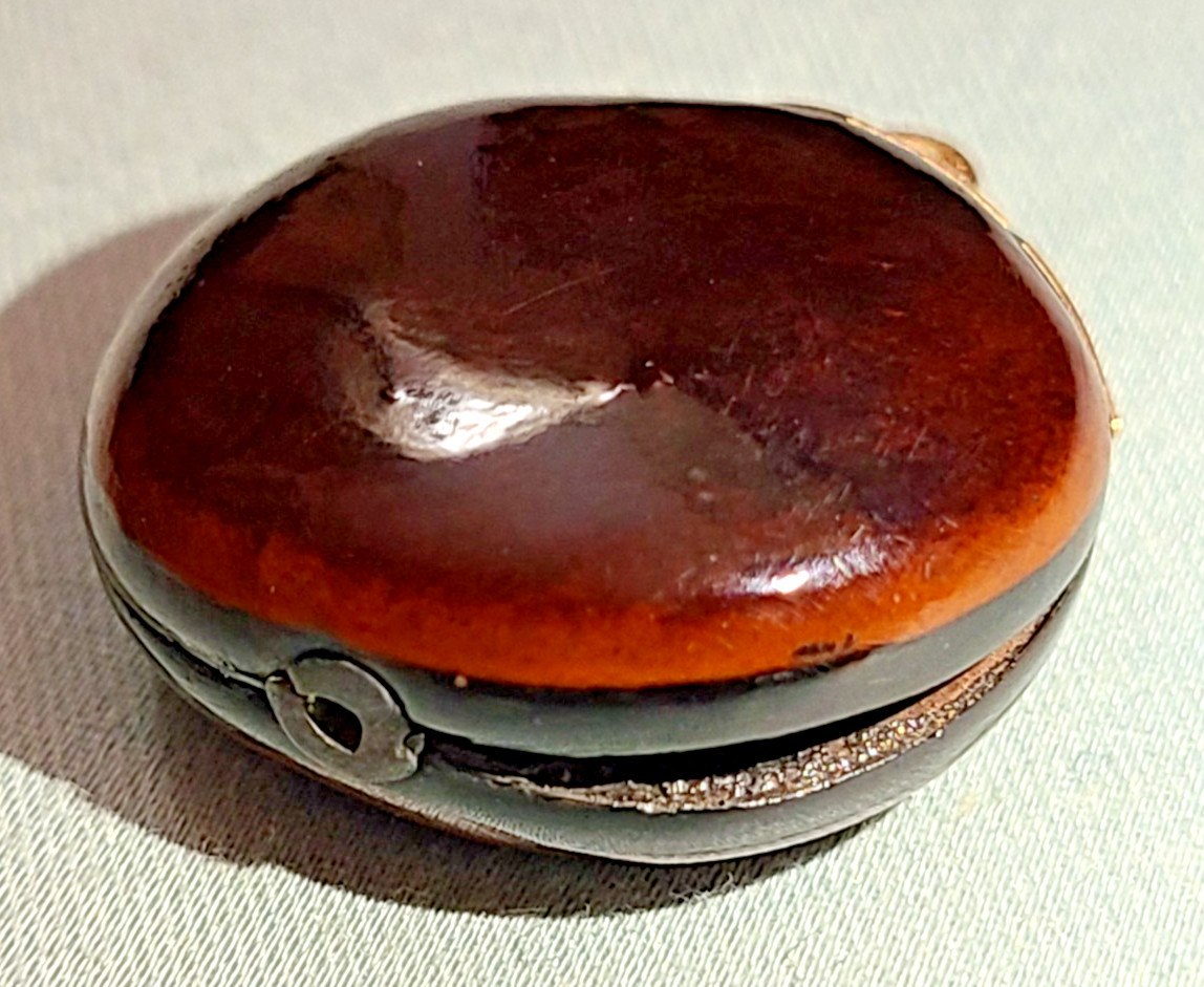 Antique Victorian polished mucuna / sea bean pendant, gold tone bail