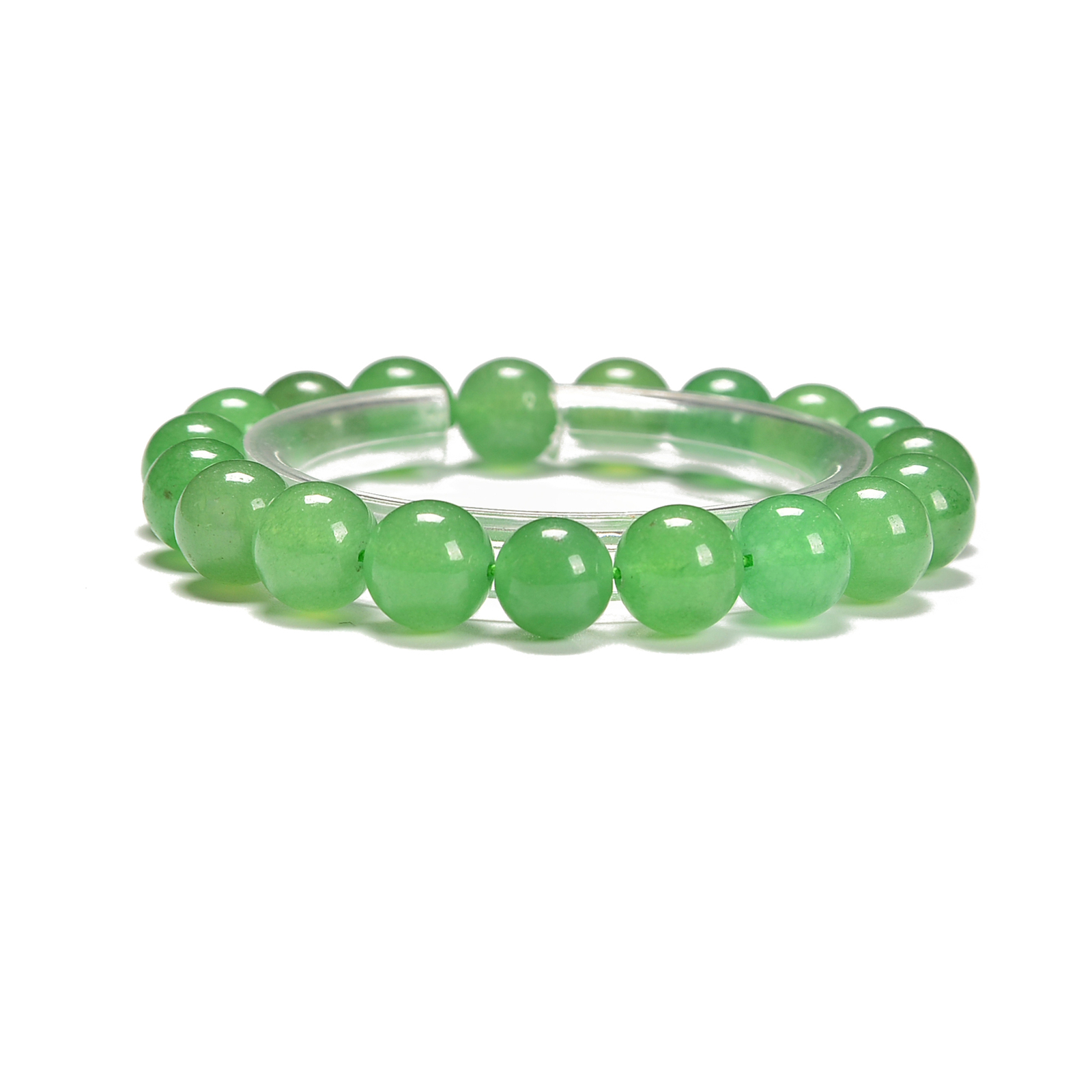 Green Aventurine Smooth Round With Guru Beaded Bracelet Size8mm 10mm 7.5”Length