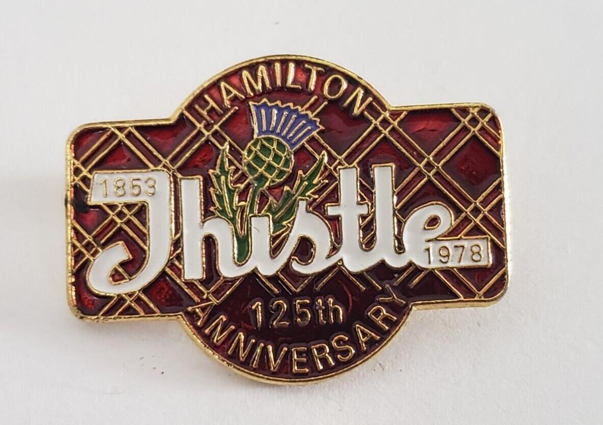 Hamilton Thistle 125th Anniversary 1953 to 1978 Enamel Gold Tone Brooch Pin