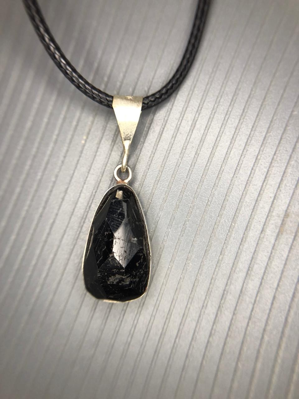 Natural Black Tourmaline Rose Cut Pendant Handmade Gemstone from Afghanistan