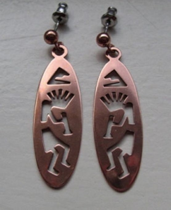 Solid Copper Earrings CE057 – 1 3/4 inches long.