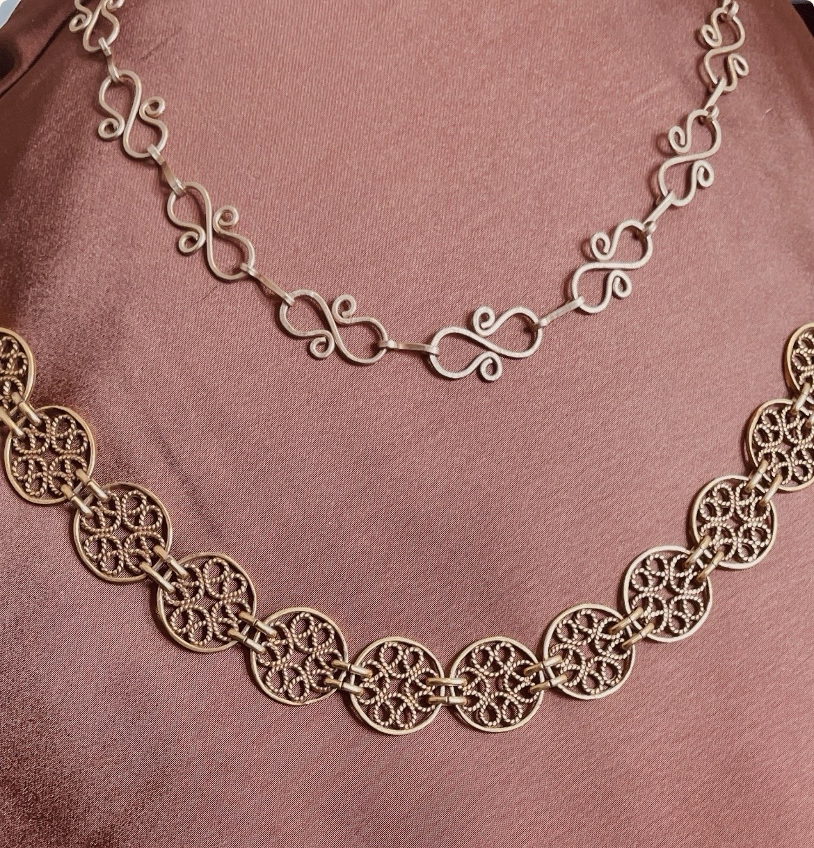 Renaissance Fair-Themed Bronze Necklaces and Matching Earrings