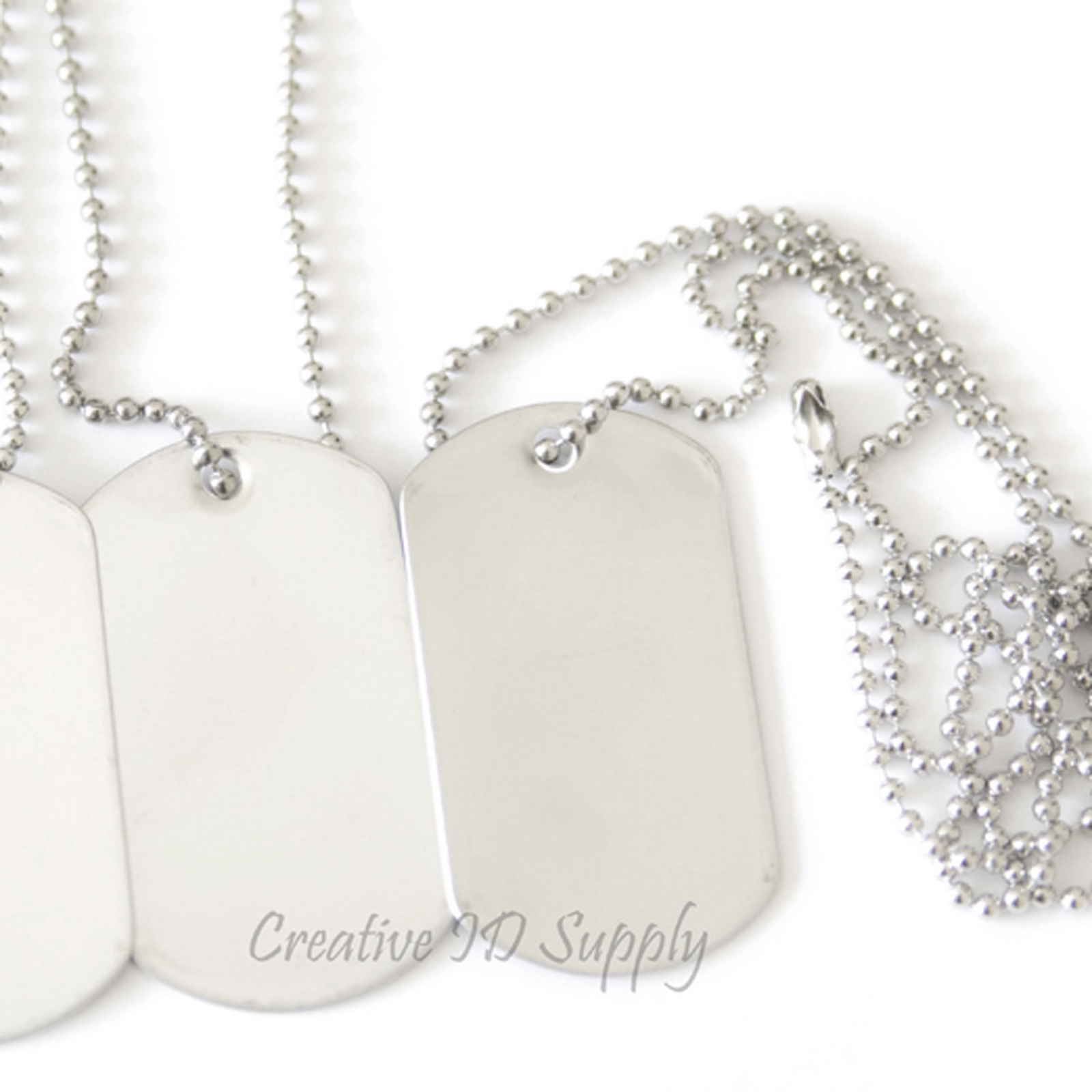 PACK 500 PCS BLANK STAINLESS STEEL DOG TAG MILITARY SPEC BALL CHAIN NECKLACE