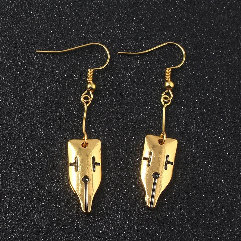 Fountain Pen Nib Earrings Gold Unique Style Fun Women’s Costume Jewelry