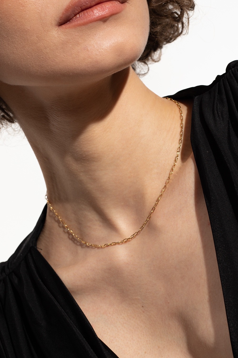 NWT Saint Laurent YSL Rectangular Chain Link Gold Tone Brass Short Necklace $695