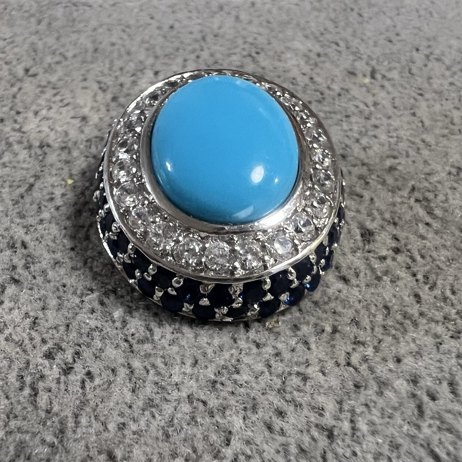 Designer Created Turquoise, Cubic Zirconia & Created Sapphire Sterling Pendant