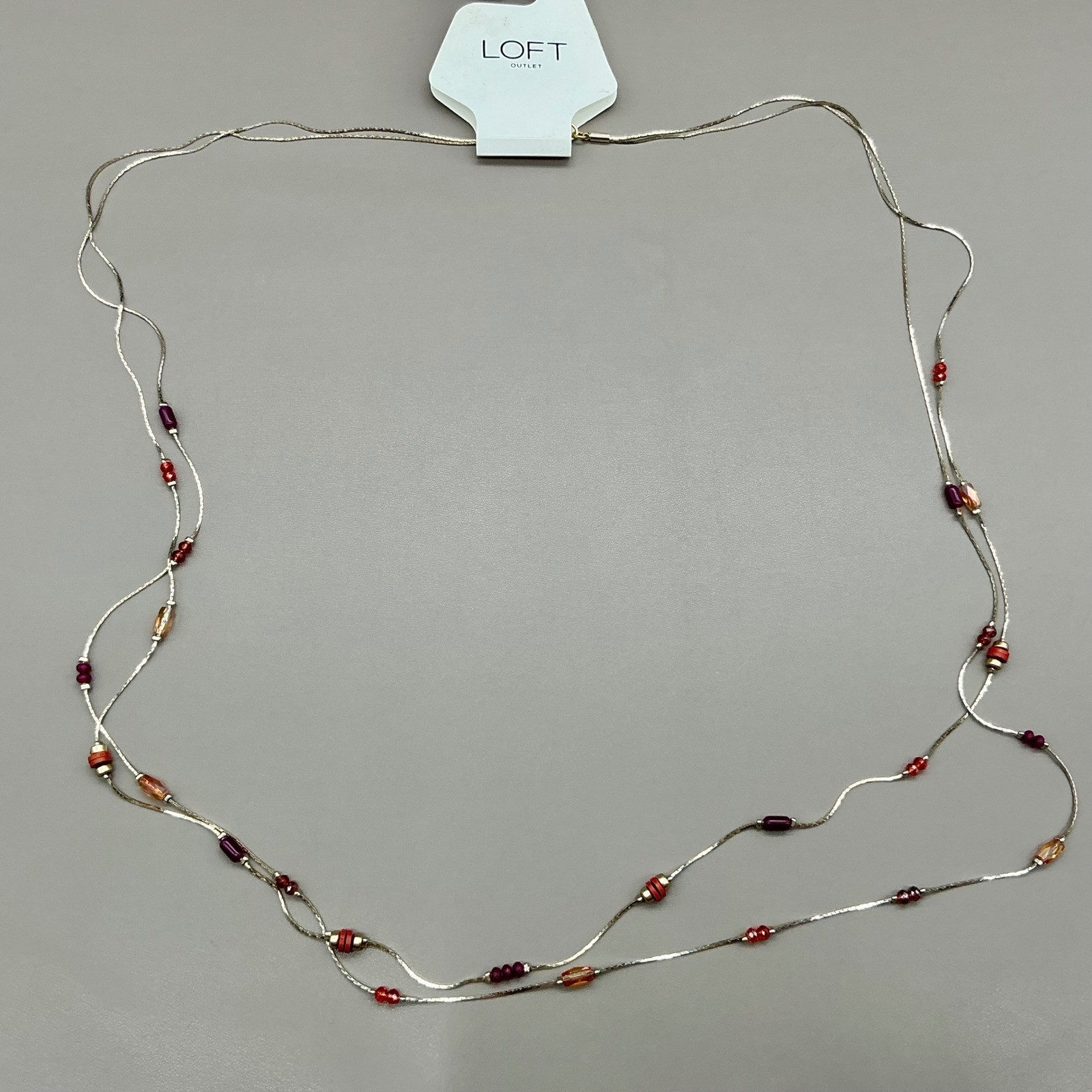 Loft Necklace Womens Gold Tone Beaded Multi Strand Long Layered Boho 28 Inch