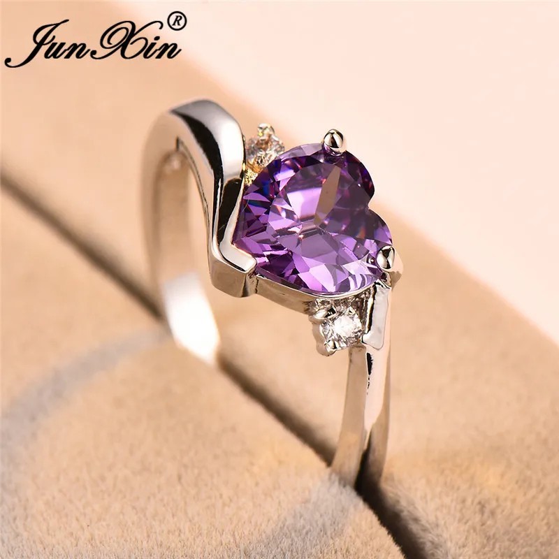 Elegant Heart Silver Filled Women Wedding Ring Birthstone Ring Sz 6-11