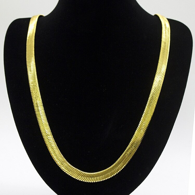 Men&Women’s Solid 18K Yellow Gold Filled 5mm wide Herringbone Chain Necklace T14