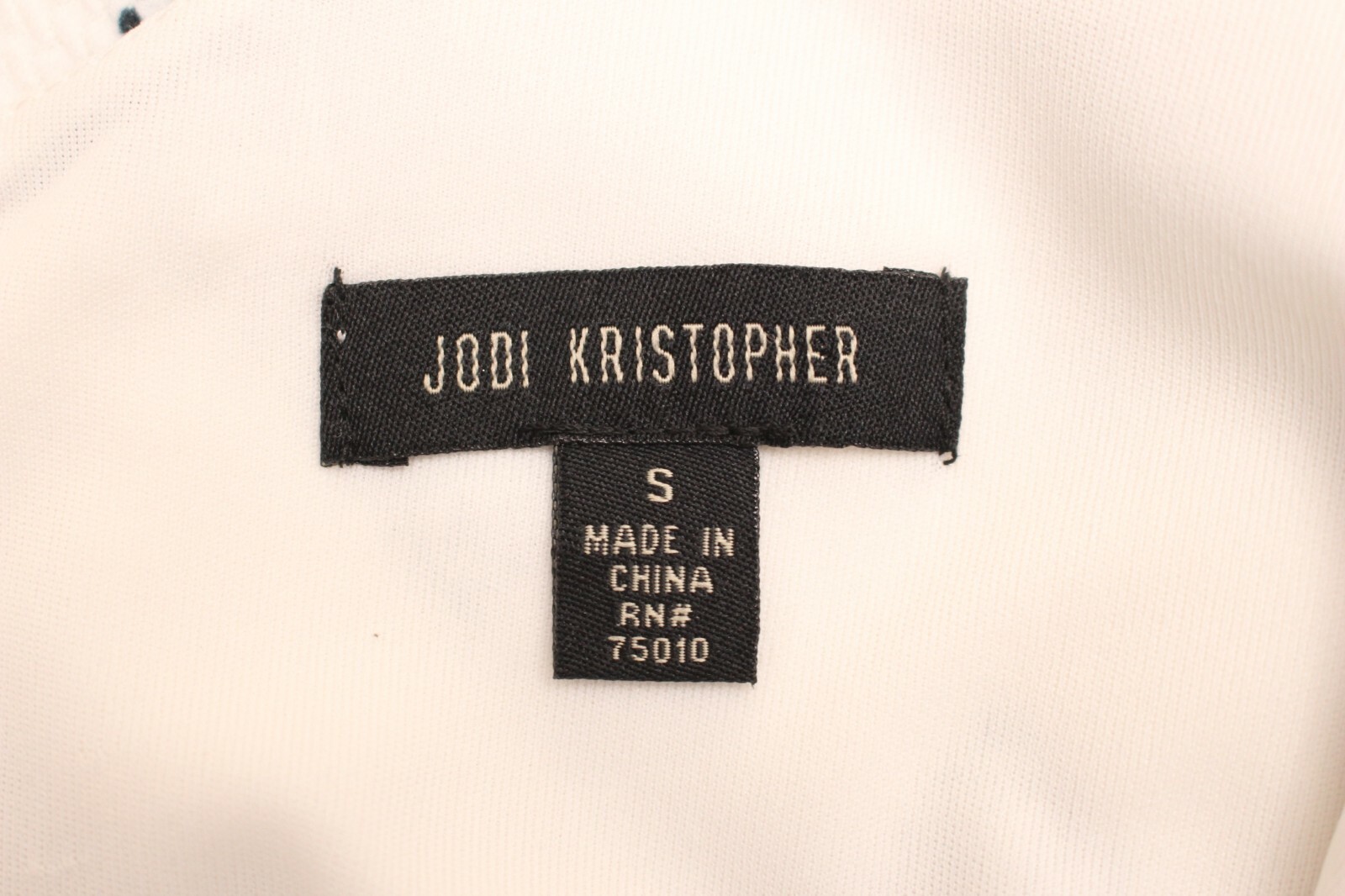 JODI KRISTOPHER Ladies dress size S white black short Low back polyester spandex