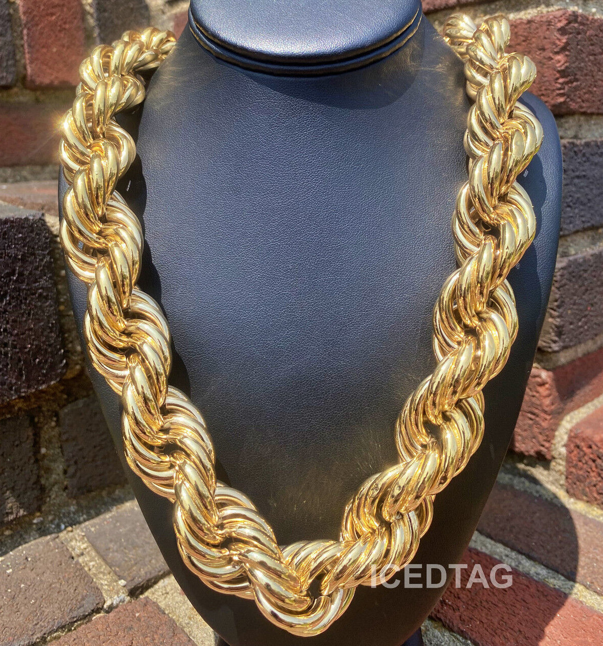 14K Gold Plated 16 – 30MM Hip Hop Retro Dookie Hollow Chunky Rope Chain Necklace