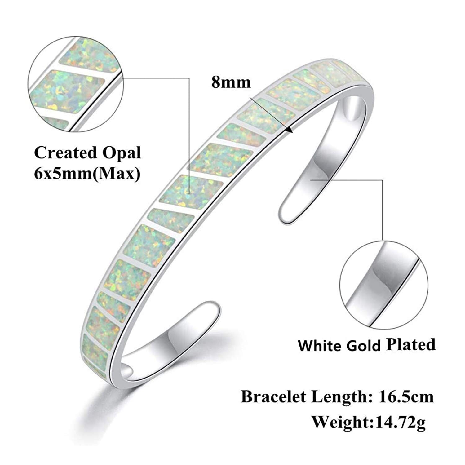 Fashion Fine White Fire Opal Bangles 925 Sterling Sliver Jewelry For Women