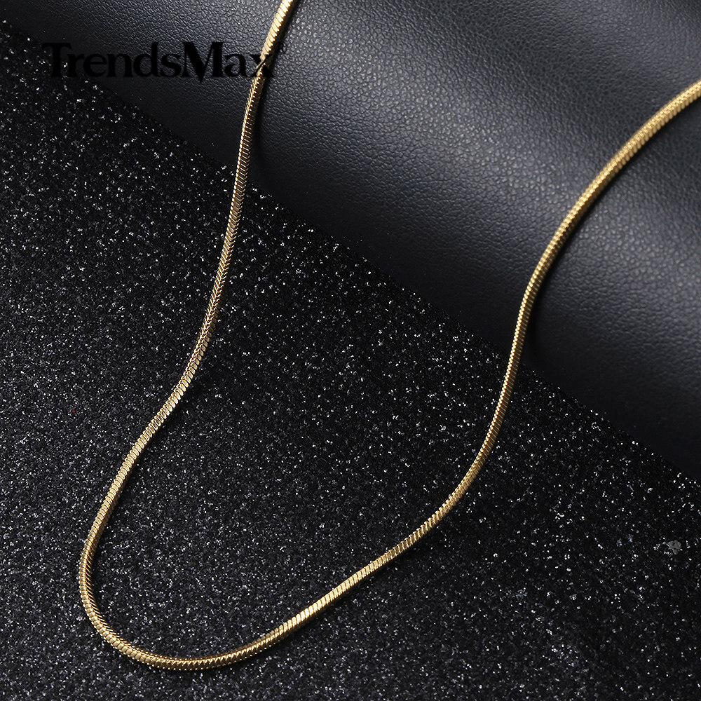 0.9-2mm Silver/Gold Plated Stainless Steel Herringbone Snake Chain Necklace 22″