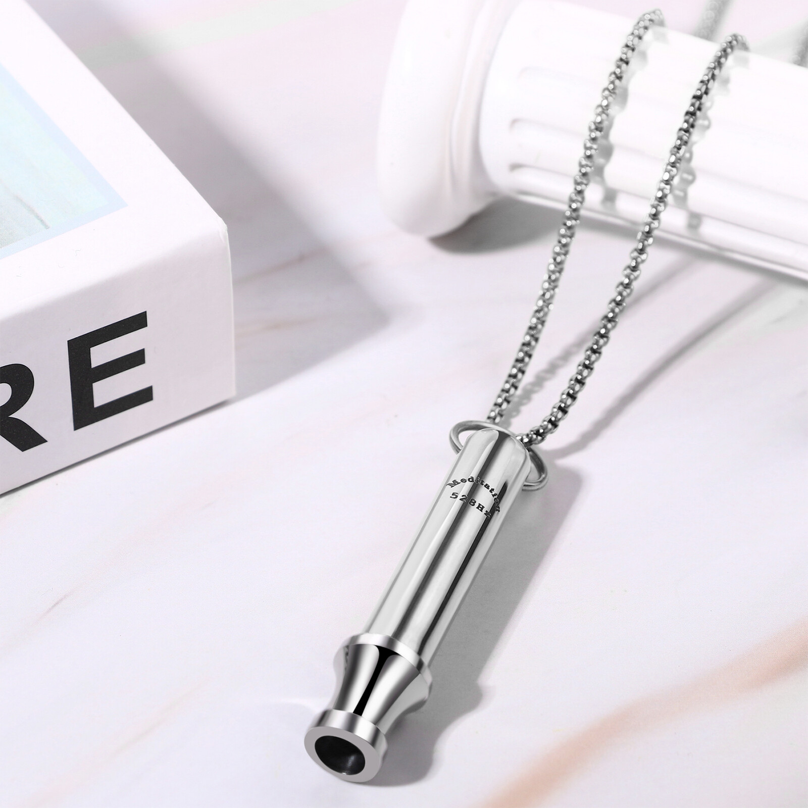 Love Tuner 528 Hz Quit Smoking Whistle Anxiety Relief Mindful Breathing Necklace