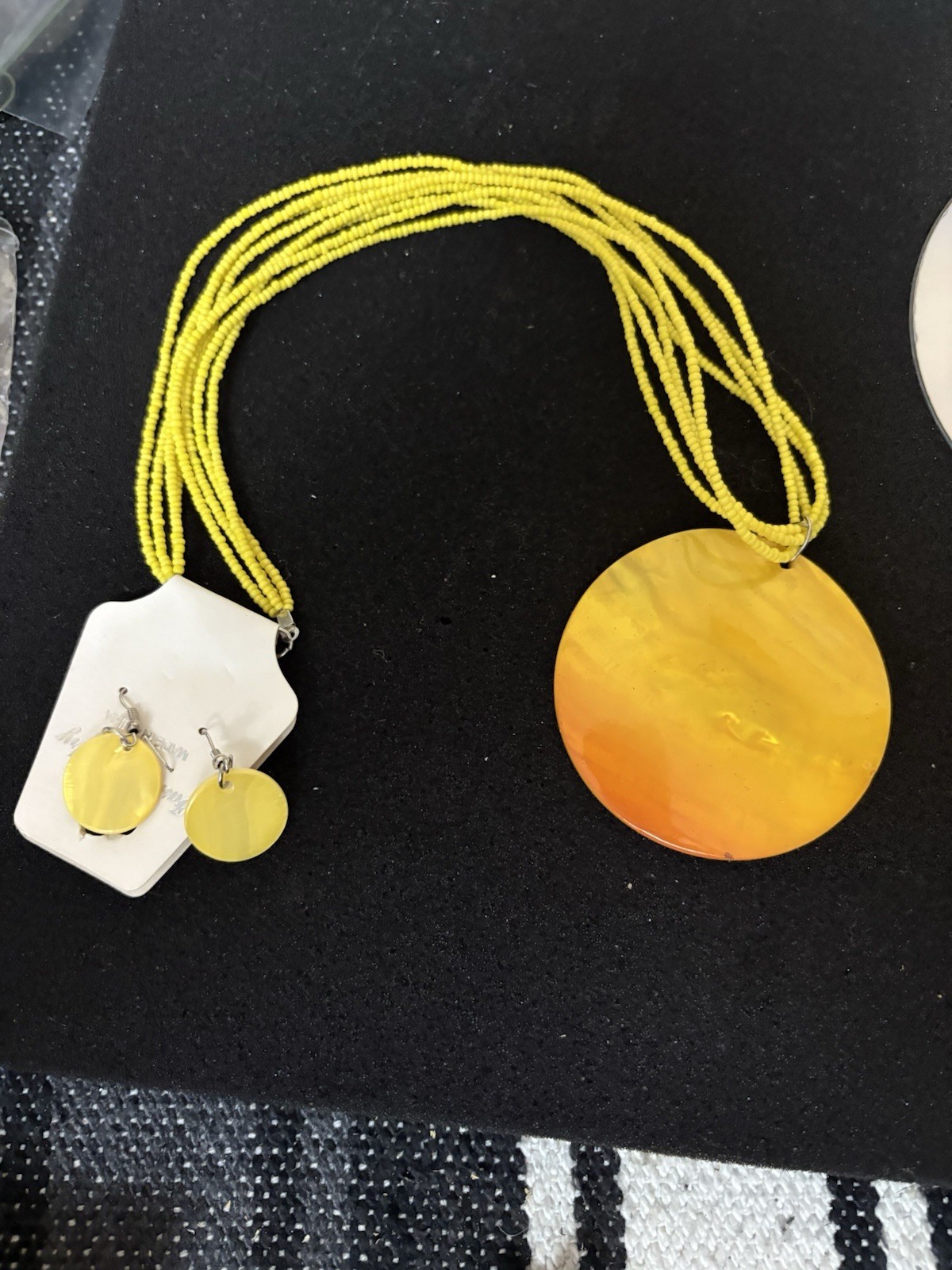 Beautiful Yellow Beaded Chain With Yellow Pendant Shell