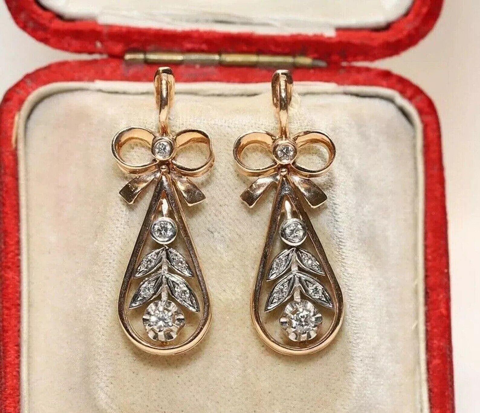 Round Cut Simulated Diamond Drop/Dangle Earring 14K Rose Gold Plated Silver