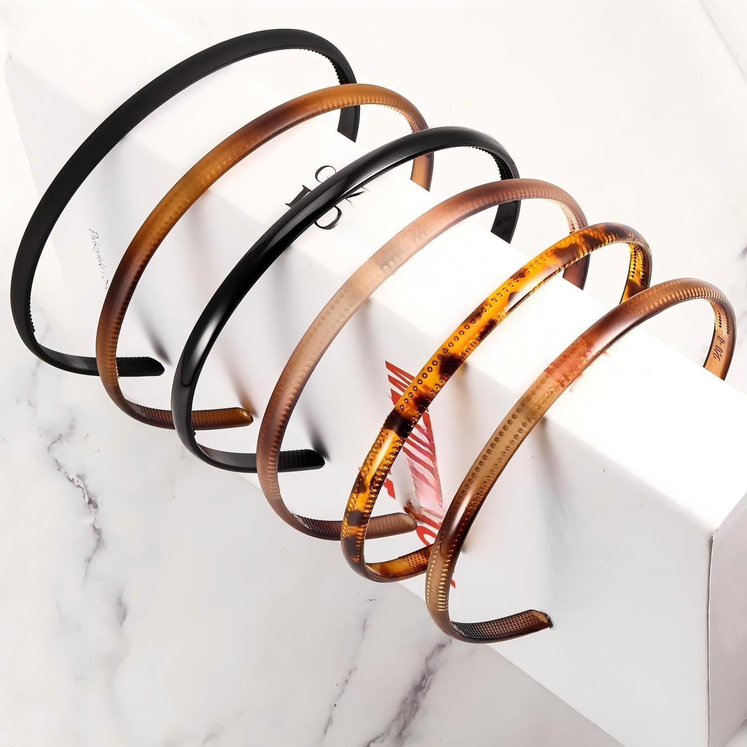WILLBOND 6 Pieces Plastic Headbands for 1 Count (Pack of 6), Multi-color