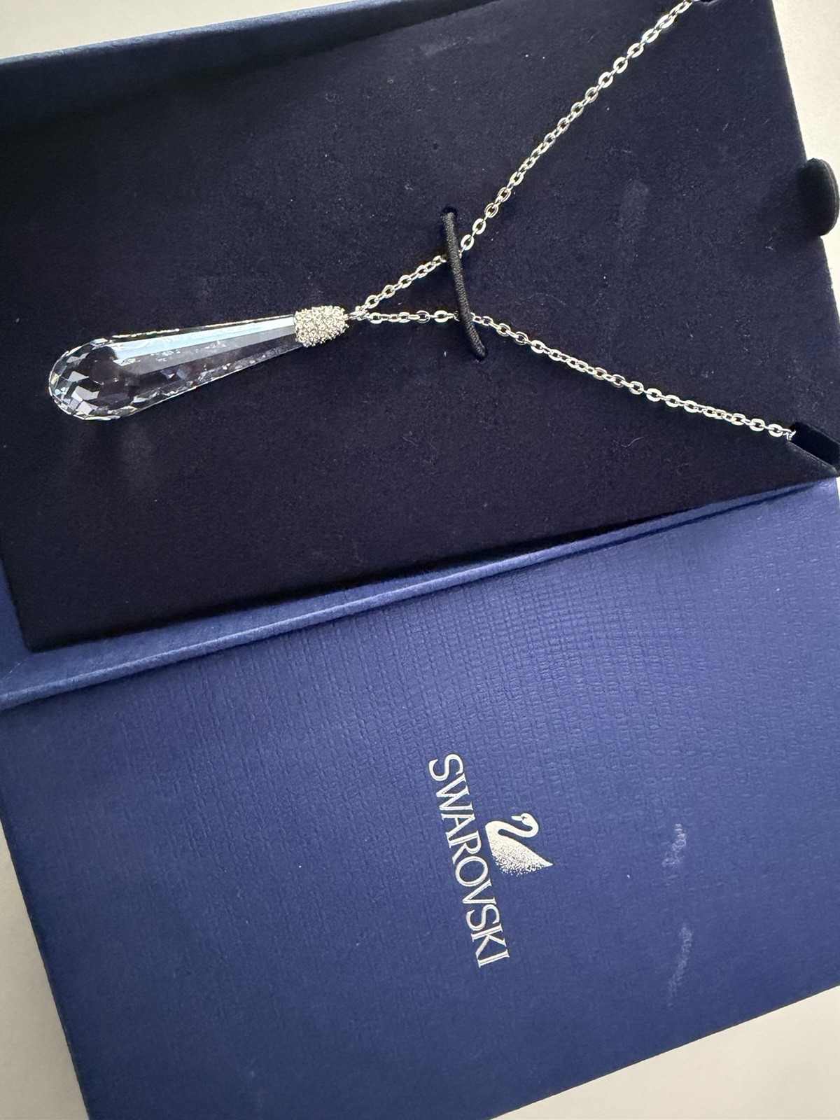 Swarovski Silver-Plated Pavé Crystal Teardrop Pendant Necklace 5012483
