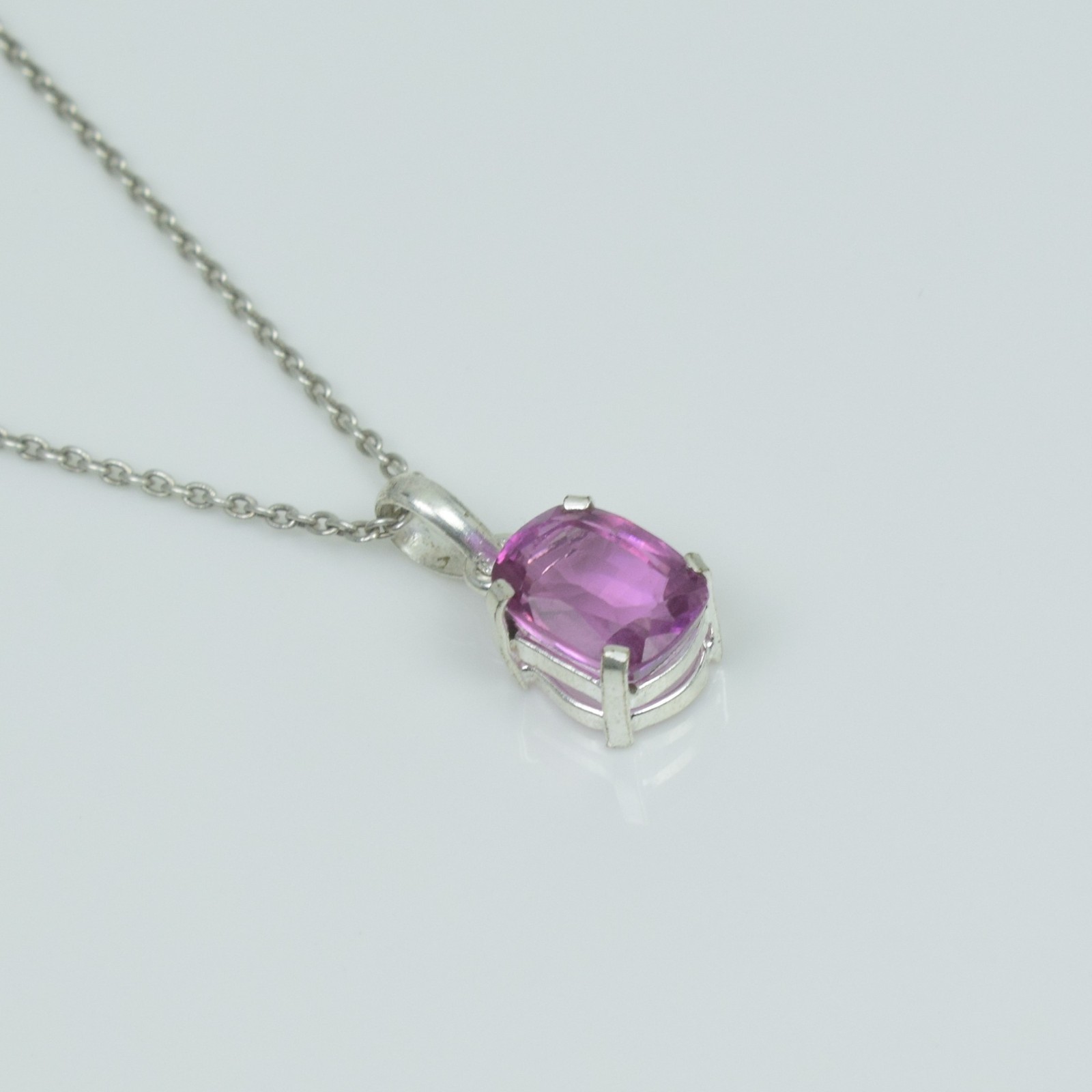 Cushion Shape Pink Kunzite Necklace Jewelry, 925 Sterling Silver 21Cts Pendant,