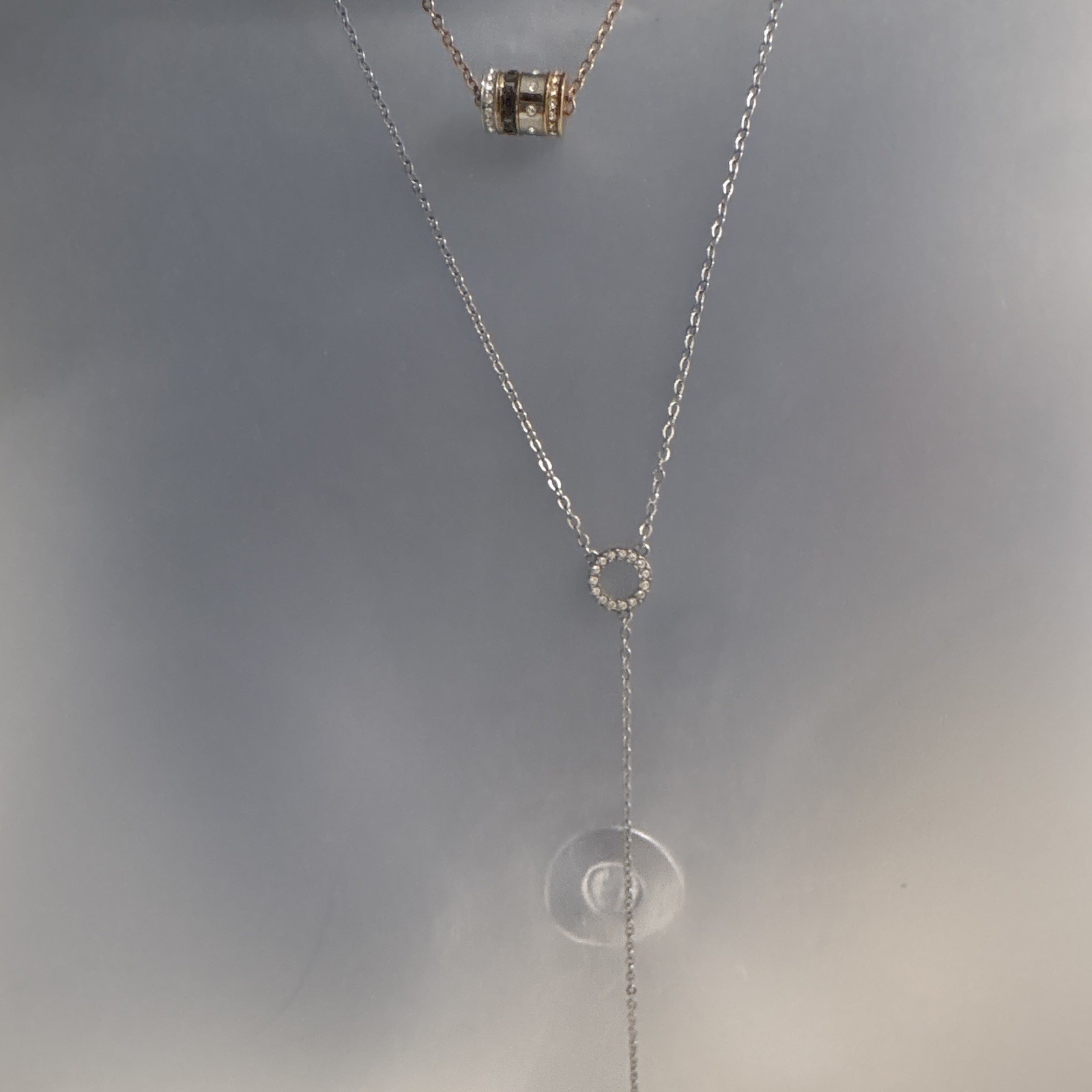 Swarovski Signed Crystal Y-Drop Lariat Barrel Pendant Swan Charm Adjustable