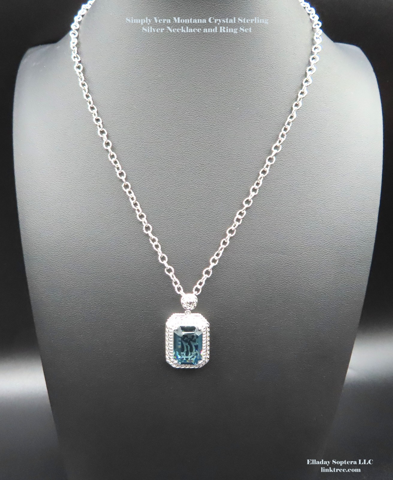Simply Vera by Vera Wang Sterling Silver Montana Crystal Necklace and Ring set