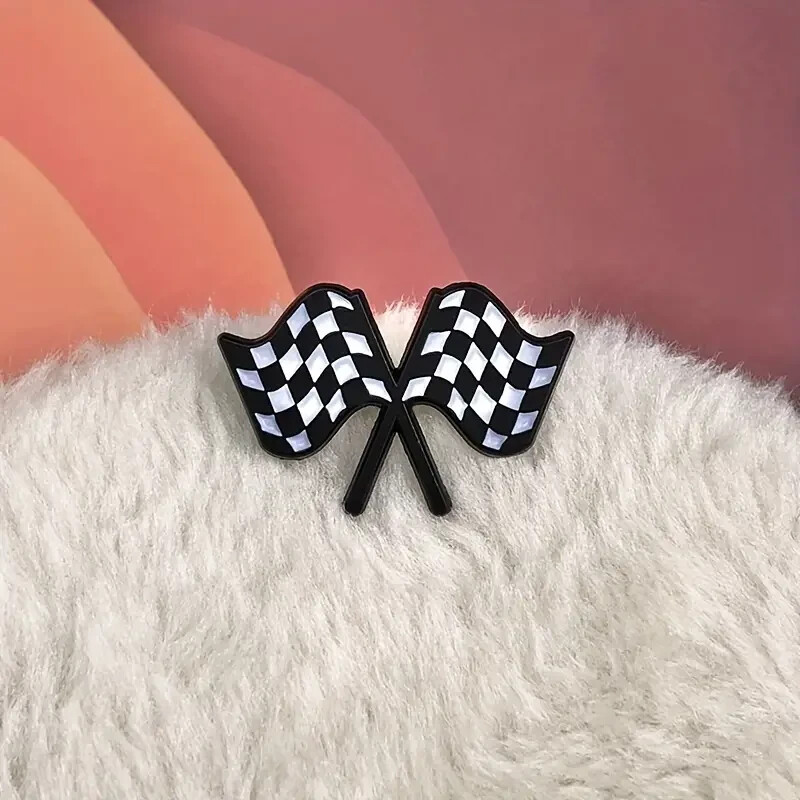Racing Flag Enamel Pins Black White Checkerboard Commemorative 4 Motor Racing