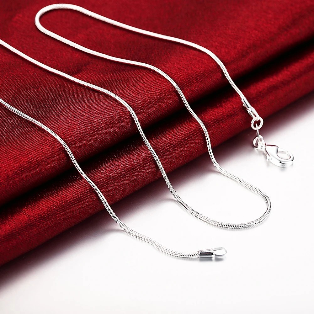 10 PCS 925 Sterling Silver 1mm Snake Chain Necklace 16-30in Women Men Wholesale