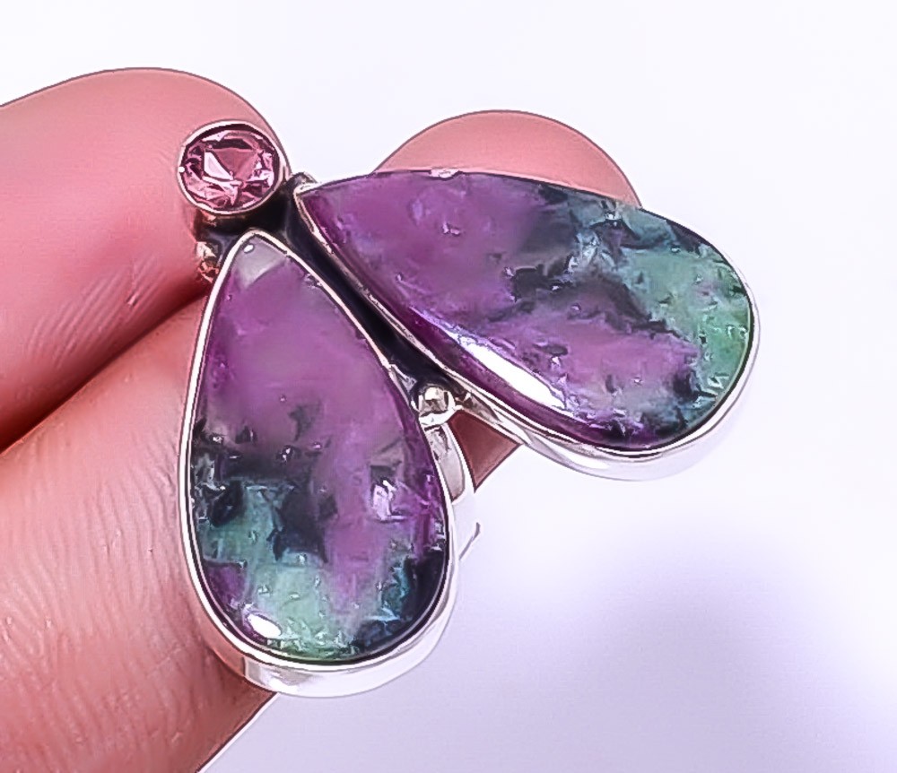 Ruby With Zoisite – Longido Mines 925 Silver Handmade Ring Adst. (R137) A383