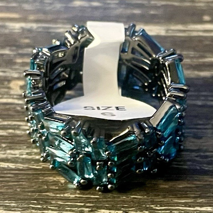 Bomb Party Sirens Ring – Paraiba Tourmaline on Hematite (Size 6)