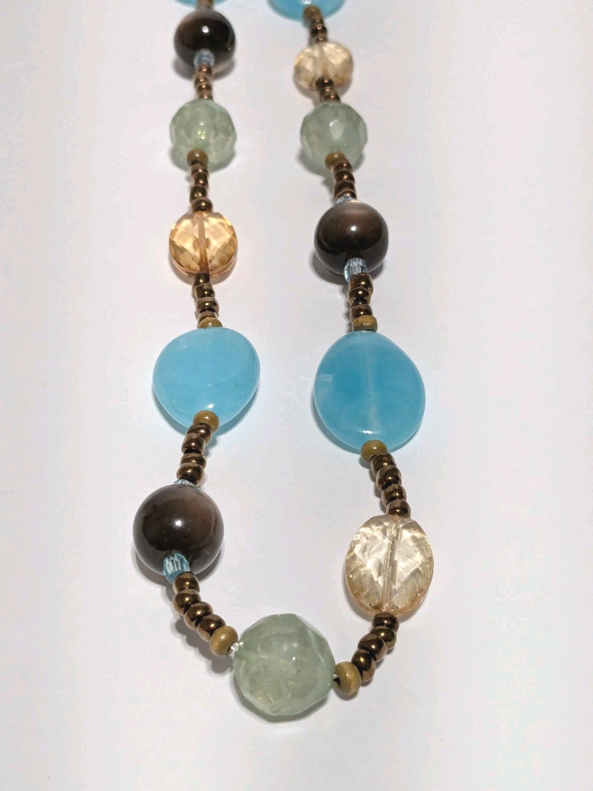 Multicolor & Multi Shaped Acrylic & Glass Beaded Necklace 32″. BOHO.