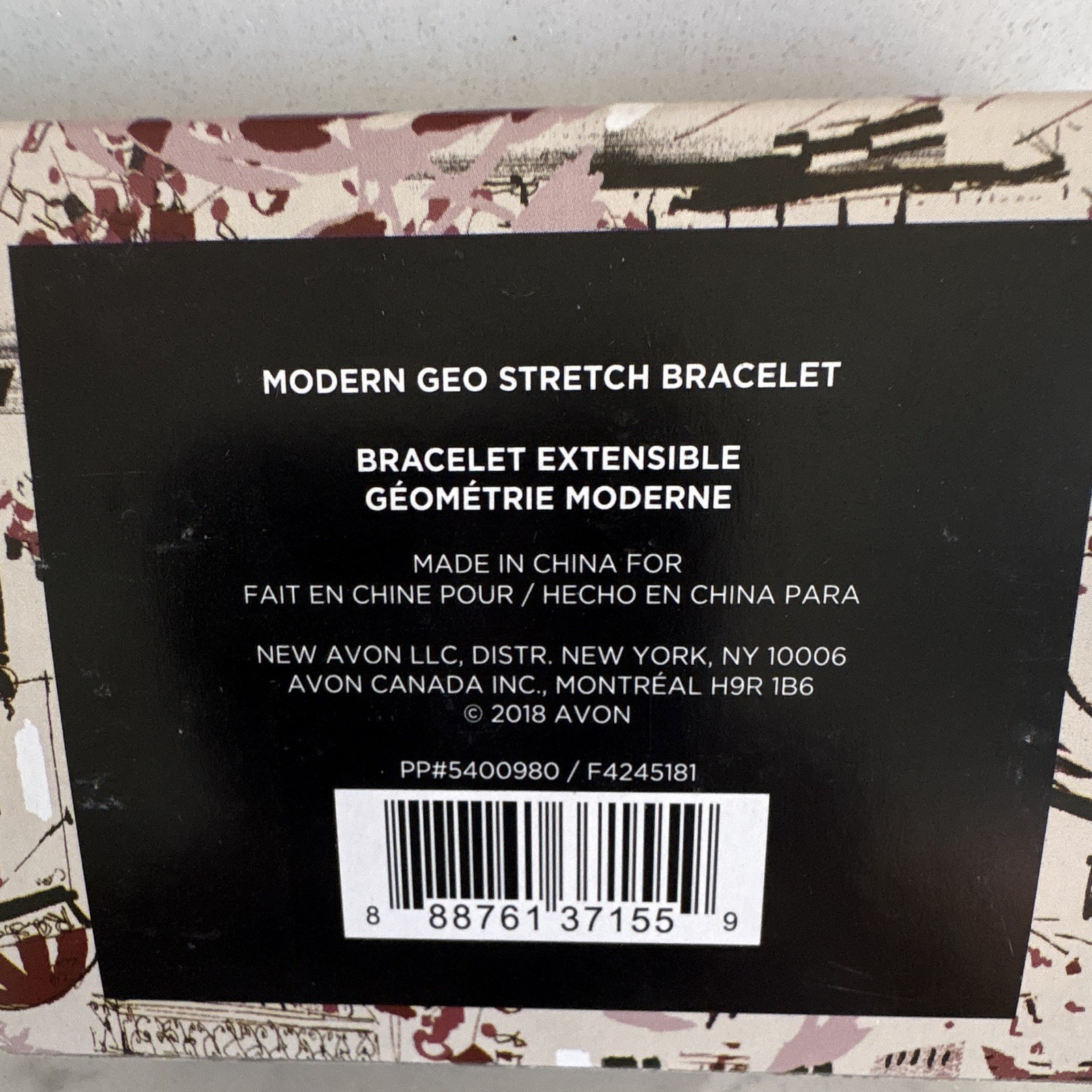 Avon Modern Geo Geometric Stretch Bracelet No Closure Gold Black Pink F4245181